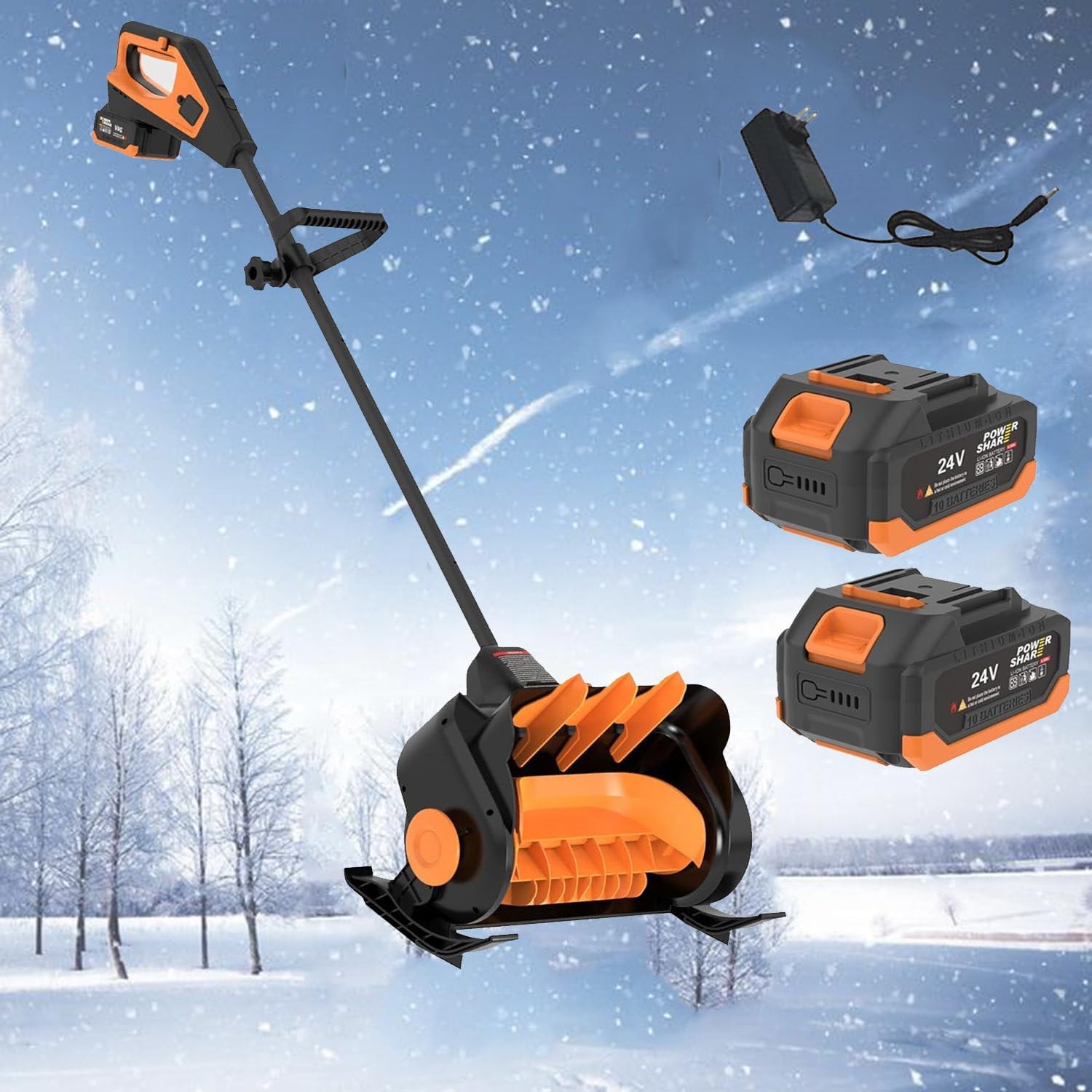 Electric Snow Shovel, 16-Inch Cordless Snow Shovel with LED Display, 21V Battery-Powered Electric Snow Blower,for Driveways, Patios, Sidewalks Shovel Snow,2Battery