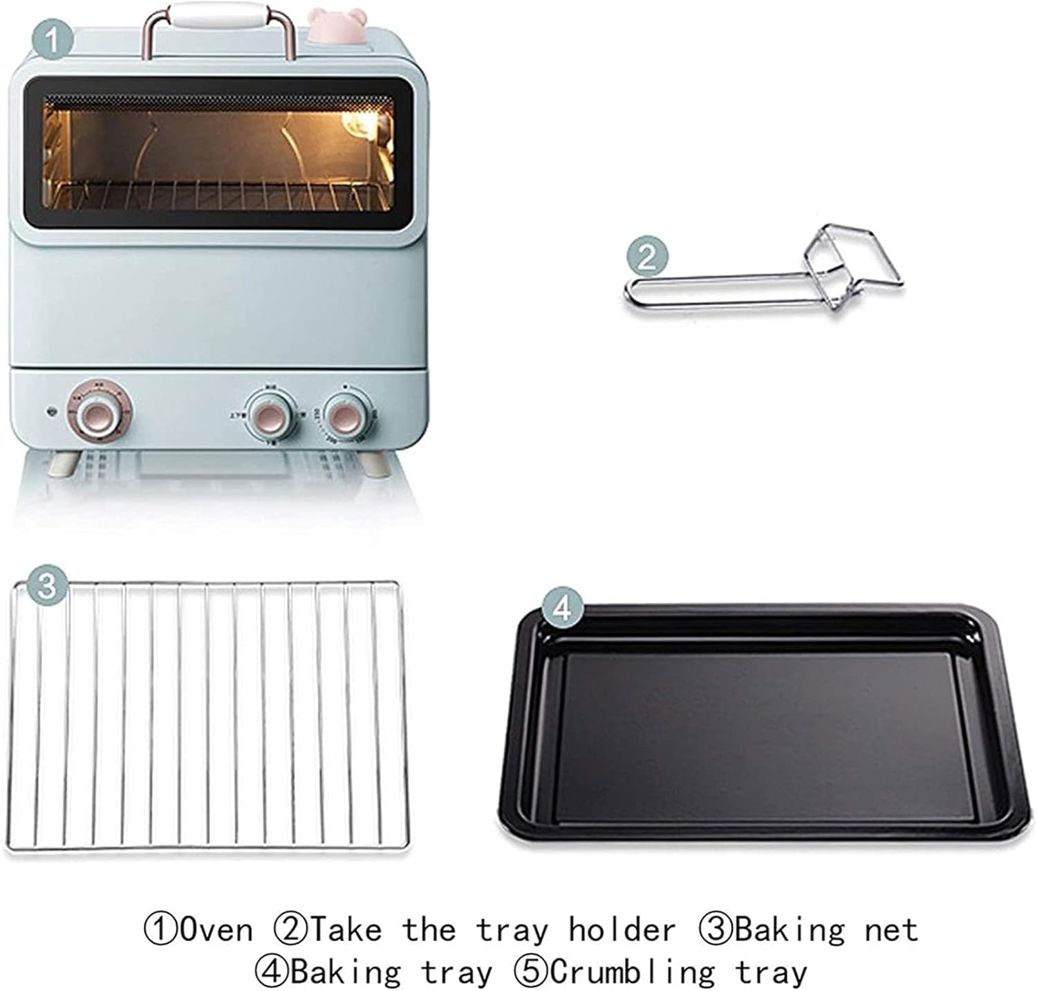 20L Toaster Oven Tabletop Cooking Baking Portable Oven 1200w 60 min Timer 100-250°. Multifunctional Steaming and Baking Machine Automatic Steam Baking Cake