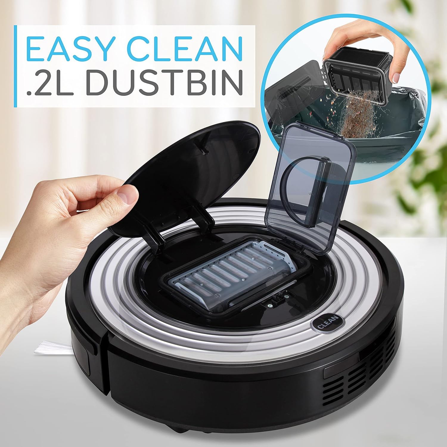 Automatic Programmable Robot Vacuum Cleaner - Robotic Auto Home Cleaning for Clean Carpet Hardwood Floor w/ Self Activation and Charge Dock - Pet Hair & Allergies Friendly - PureClean PUCRC96B.5