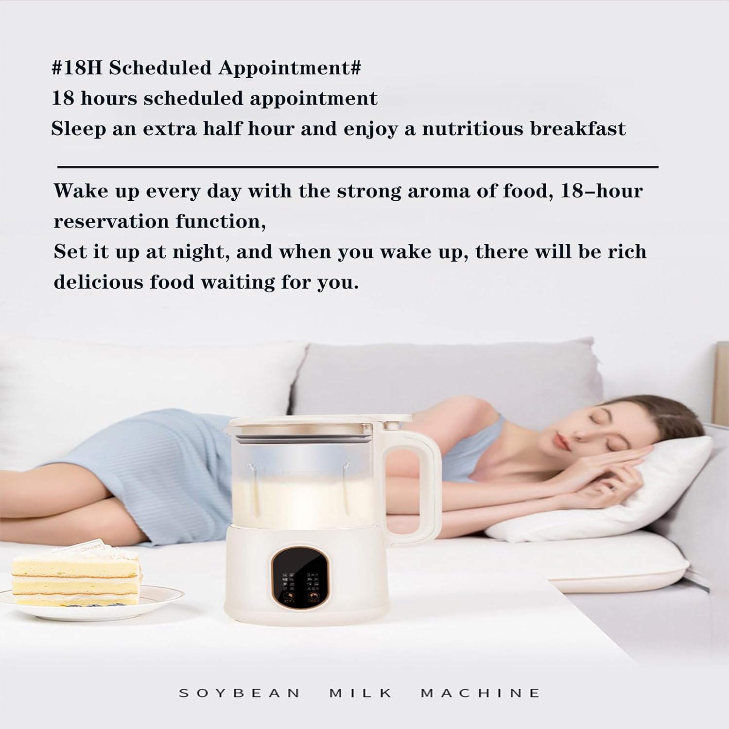 Mini Soy Milk Maker Machine, 8 in 1 Automatic Nut Milk Maker, Electric Juice Blender Free Filtering, Self-Cleaning Personal Soybean Milk Machine Household with 12H Preset for Kitchen
