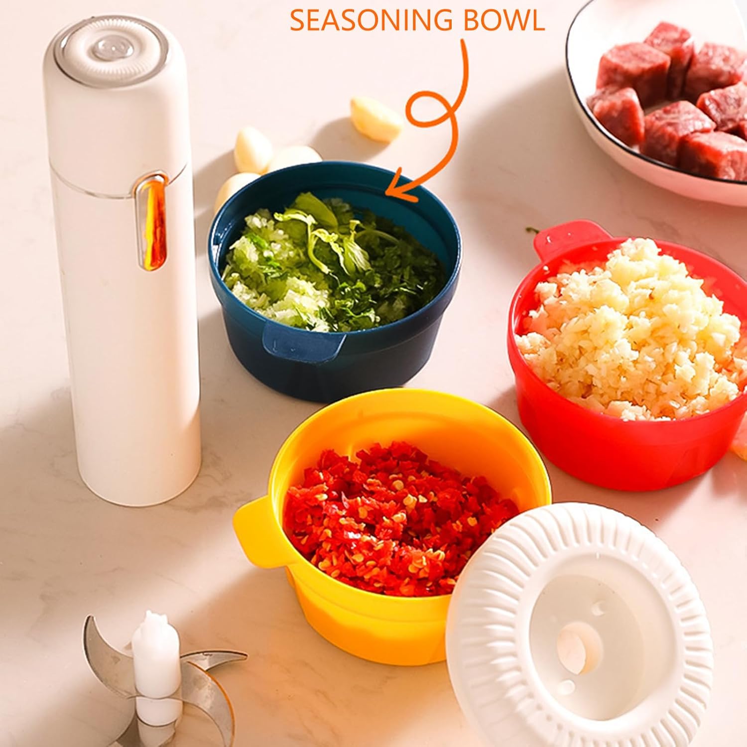 Food Maker Electric Blenders for Puree Meat Vegetables Quiet Operations Kitchen Appliance with Dishwasher Safe Part Multifunctional Kitchen Chopper