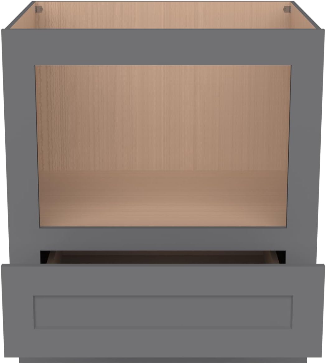 Microwave Base Cabinet – Solid Wood Shaker Style Kitchen Storage Base Unit with Drawer & Soft-Close Doors, RTA Pantry Cupboard for Dining Room, Coffee Bar 30