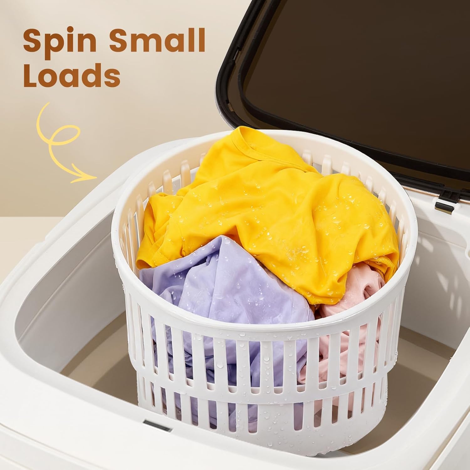 16L Portable Washing Machine, Mini Foldable Washer with Spin Dry Basket, Two Timed Laundry Modes for Small Loads, Compact Size Ideal for Apartments, Dorm Rooms, RVs, Travel (Light Gray)