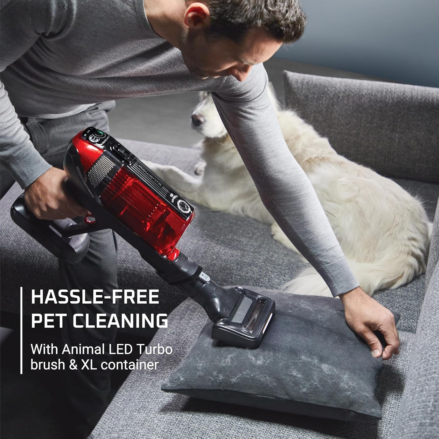 Rowenta, Cordless Vacuum Cleaner, X-Force Flex 12.60 Vacuum, 30.4 Oz XL Dust Container, Flex technology, Automatic Floor Detection, 45Min Run Time, 3Hr Charging Time, For Pet, 150 Air Watts, Red