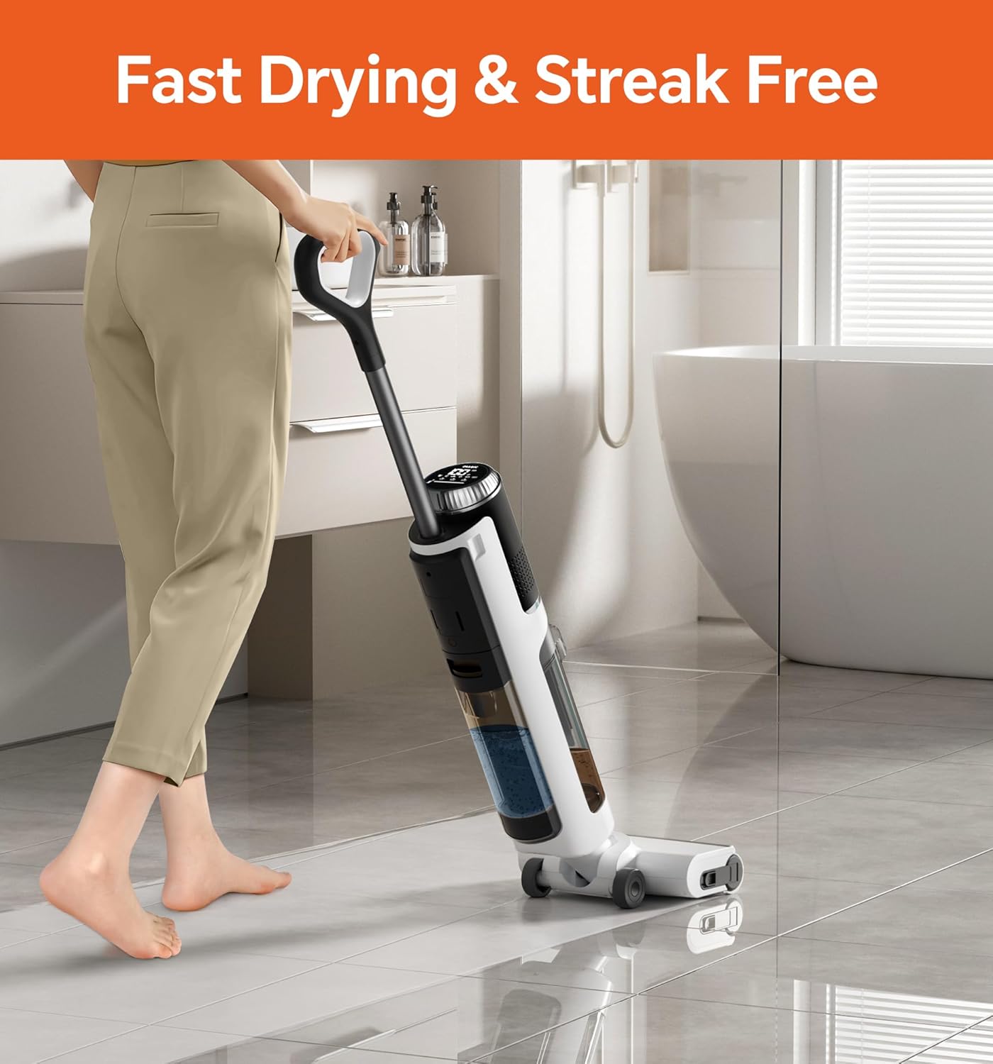 IMAGIC M3 Wet Dry Vacuum Cleaner, Cordless Vacuum Mop All in One for Hard Floors, Lightweight Floor Cleaner for Sticky Messes with Edge Cleaning, Self-Cleaning and Hot Air Drying, White