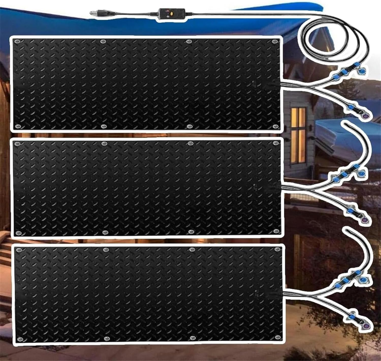 AMNOOL Snow Melting Walkway Mat Roof Heat Panel for Ice Dams Non Slip Rubber Heated Mat Black Roof Heated Outdoor Mats for Winter