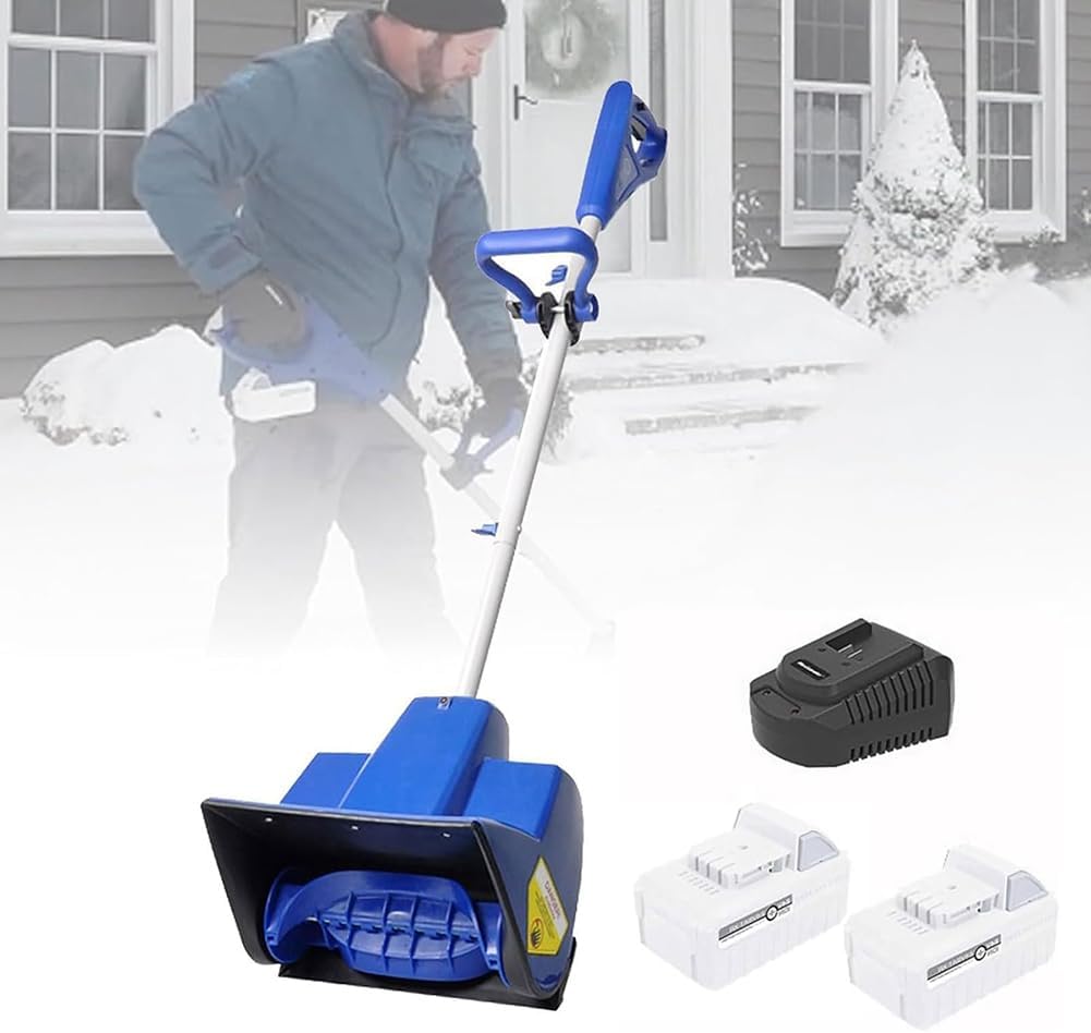 Cordless Snow Shovel, 24V Portable Electric Snow Thrower with 2 Battery, Handheld Snow Shovel Blower with Adjustable Handle,Width 11