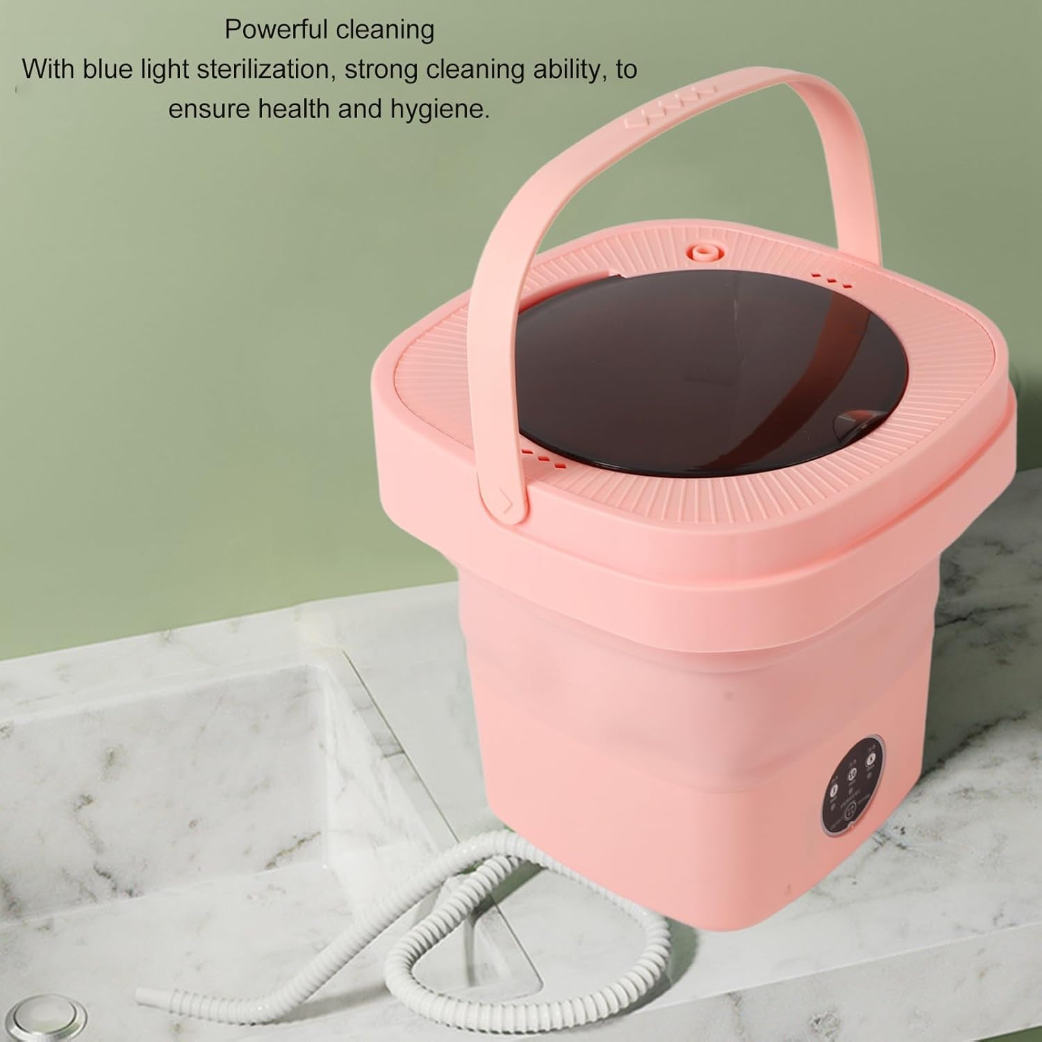 Convenient 8L Mini Foldable Washing Machine, Portable Underwear Laundry Machine for Dormitory, Apartment, Hotels, Save Time and Energy with Quick and Efficient Laundry (Pink)