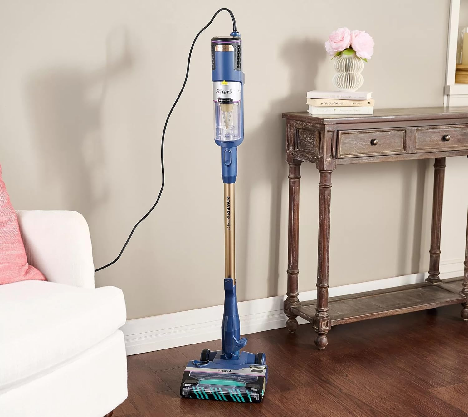 SHARK HZ4002Q POWERDETECT Corded Stick Vacuum with DuoClean Technology, Self-Cleaning Brushroll for No Hair Wrap, Anti-Allergen Complete Seal, and Odor Neutralizer Technology, Blue (Renewed)
