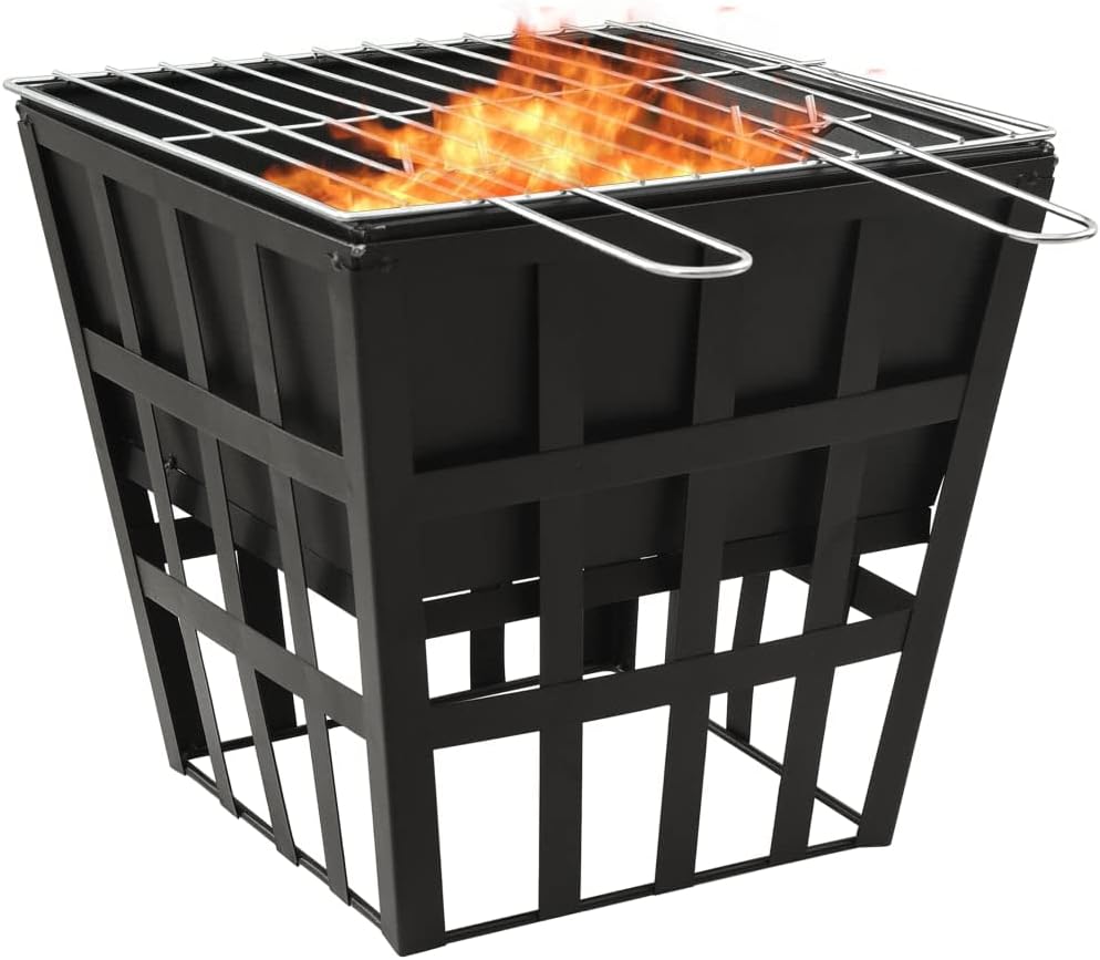 Rustic Fire Pit,Fire Pits for Outside,with Cooking Grid,2-in-1 Fire Pit and BBQ,for Outside Garden Bonfire Party and Patio,13.4