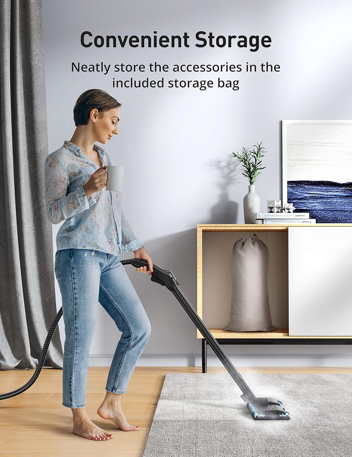 Steam Cleaner, 293°F 58 PSI Powerful Multipurpose Handheld Steam Mop for Home Use, 21 Attachments, 50Oz Capacity, Heavy Duty Steamer for Carpets, Floors, Cars, Tiles, Crack Cleaning, Blue