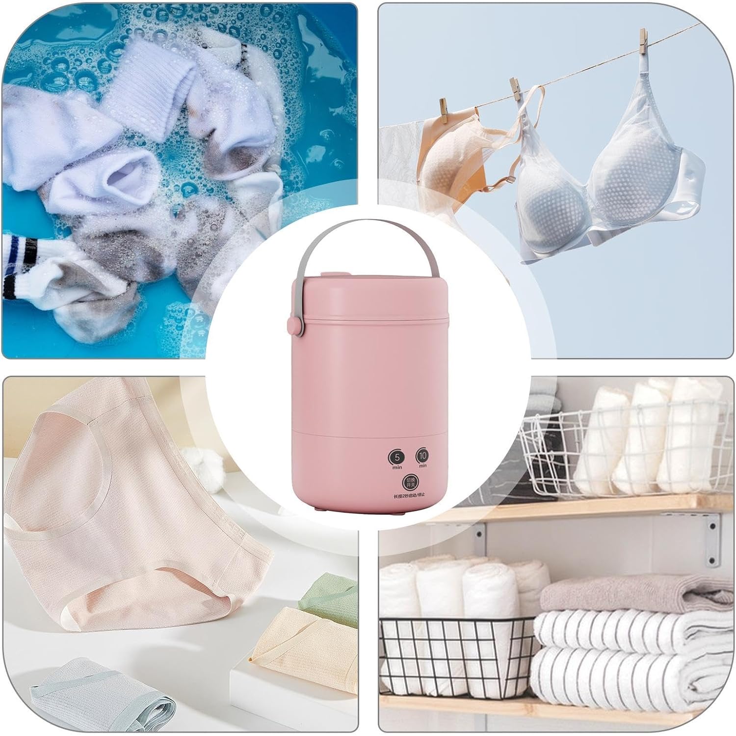 Portable Washing Machine - 3.8l Automatic Laundry Machine | Small Washing Machine | Laundry Washer for Underwear, Baby Clothes, Sock, Small Delicates