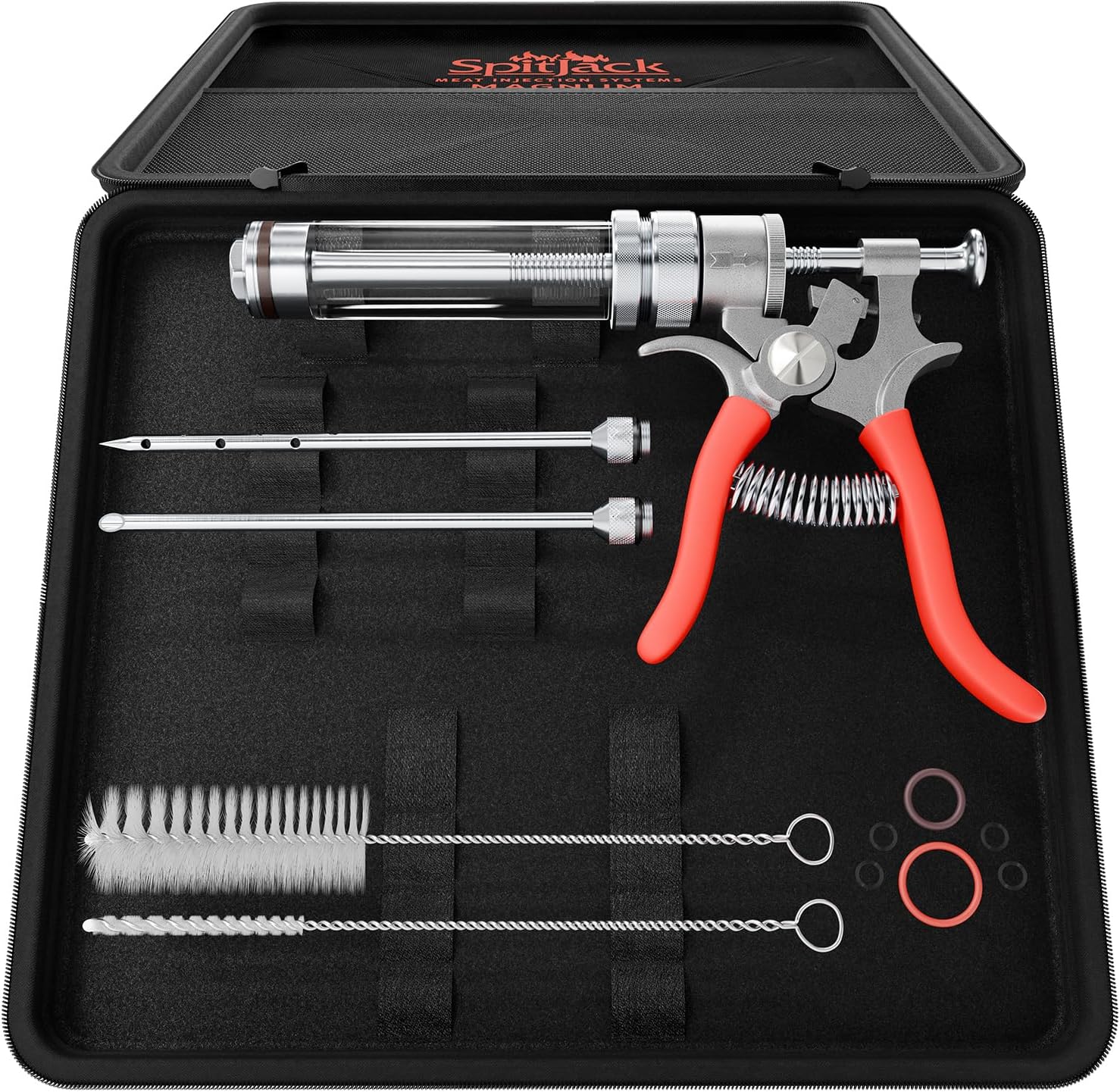 SpitJack Magnum Meat Injector. Food Flavor Injection Syringe for Smoked BBQ Marinades and Meat Seasoning. 2 Needles for Pork Butt, Beef Brisket, Turkey Breast. 50ml Capacity. Made in The USA.