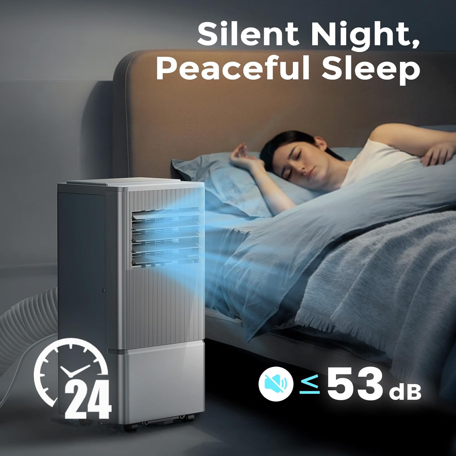 Air Choice Portable Air Conditioners, 8000 BTU Air Conditioner for Room Up to 350 Sq.Ft, 24H Timer, 3-in-1 Quiet AC Unit with Remote Control & Digital Display, Window Kit Included, Metallic Grey