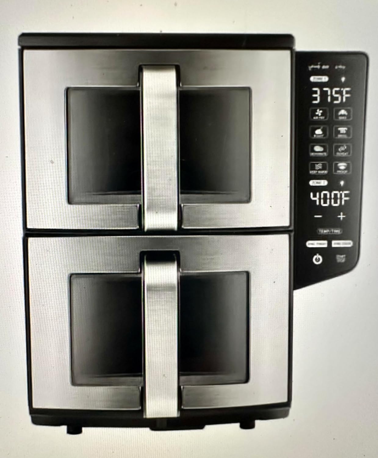 Gourmia (GAF1190) Double Decker Dual Basket Air Fryer 11QT – Extra Large Capacity, Independent Cooking Zones, Rapid Air Circulation Technology, 8 Preset Functions, Dishwasher-Safe Baskets