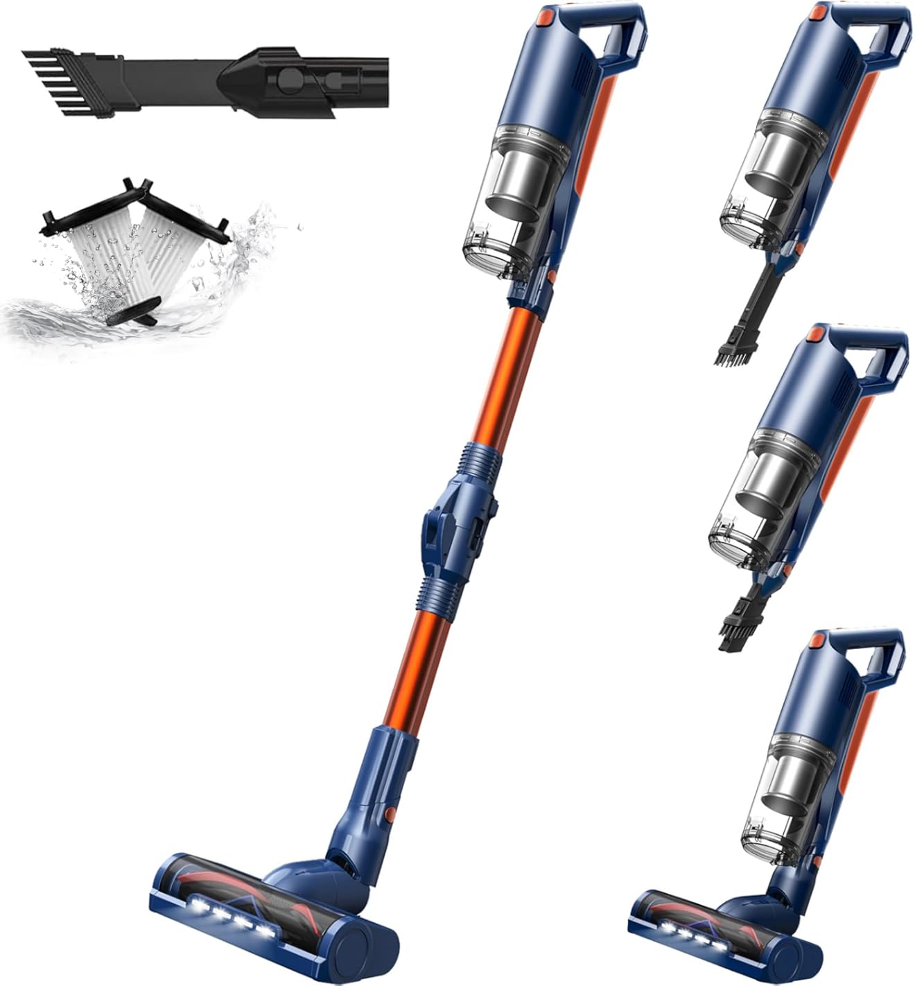 whall Cordless Vacuum Cleaner, Upgraded Strong Suction Brushless Motor Cordless Stick Vacuum Cleaner, Lightweight Handheld Vacuum for Home Pet Hair Carpet Hard Floor, up to 55mins Runtime,Blue