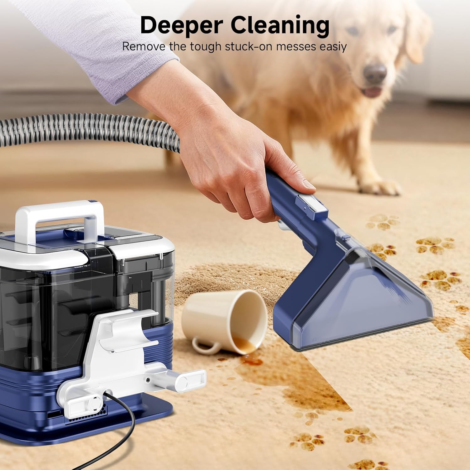 Cleaning Vacuum Cleaner, Powerful Stick Vacuum, 8 in 1 Vacuum Cleaners, Rechargeable Vacuum Pet for Hair, Carpet, Hardfloor，blue