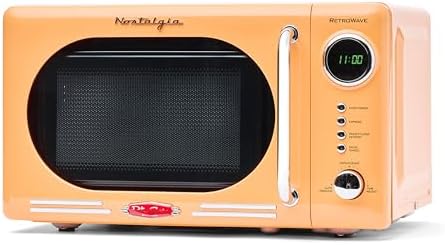 Nostalgia Retro Compact Countertop Microwave Oven - 0.7 Cu. Ft. & BLACK+DECKER EM720CB7 Digital Microwave Oven with Turntable Push-Button Door, Child Safety Lock