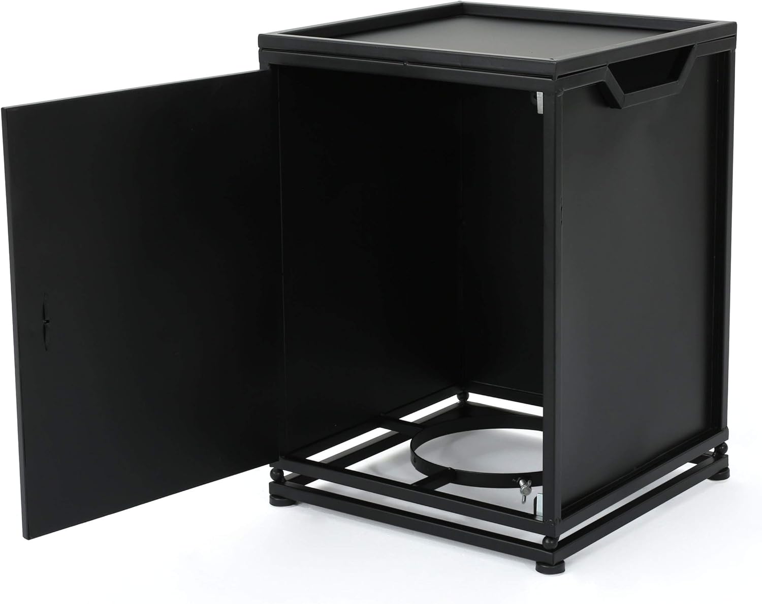 Great Deal Furniture GDFStudio Outdoor 5 Piece Wood and Wicker Chat Set with Fire Pit, Gray and Brown