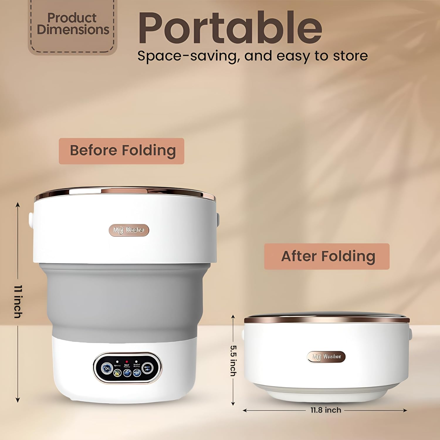 Portable Washing Machine, 16L Mini Washing Machine with Foldable Design, Portable Washer for Travel, Mini Washer with 3 Cleaning Modes, Compact deisgn for Small Clothes
