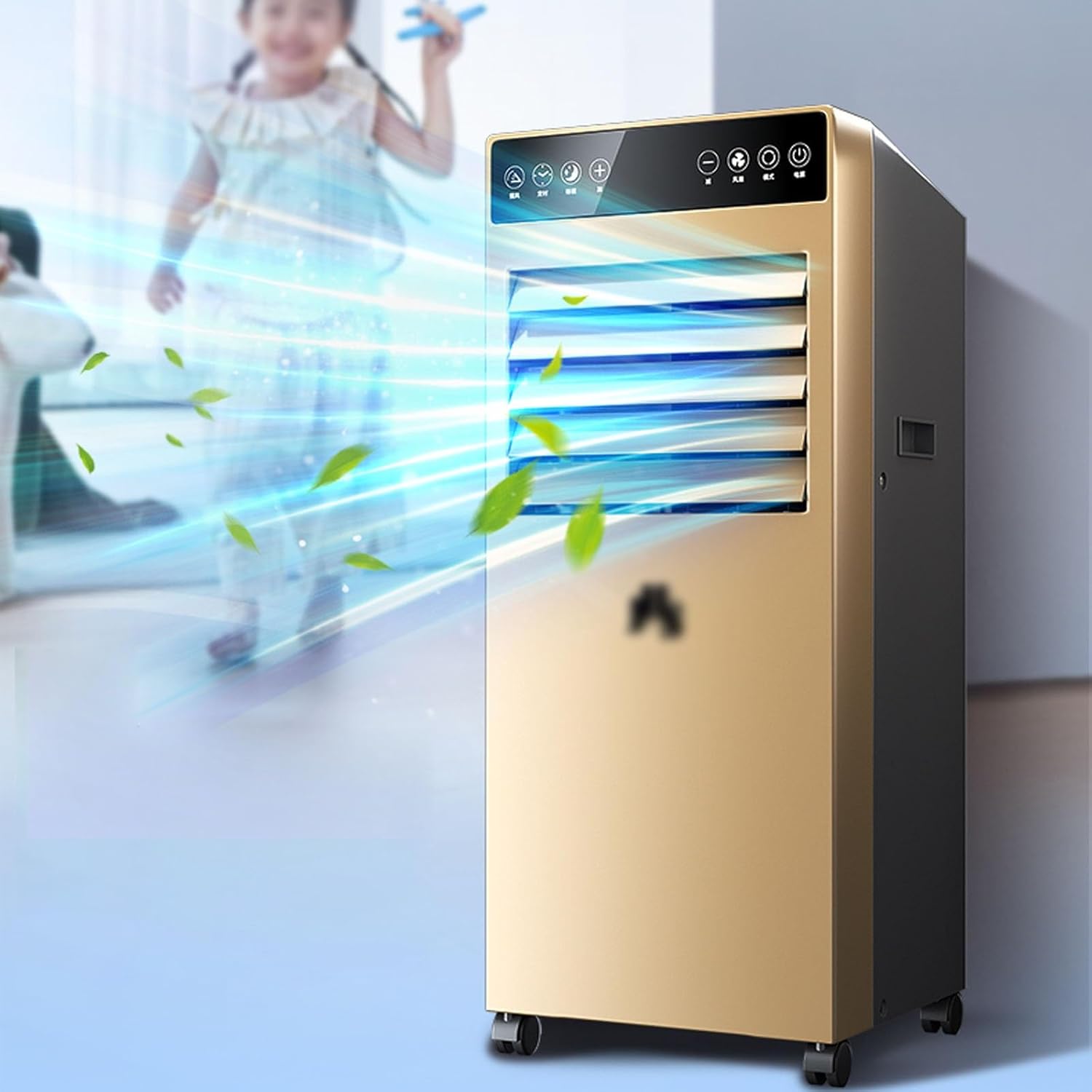 4-in-1 Cooling Fan, Mobile Room Fans with Dehumidification, Low Noise Sleeping, Air Conditioner Fan 120° Wide Angle Air Supply