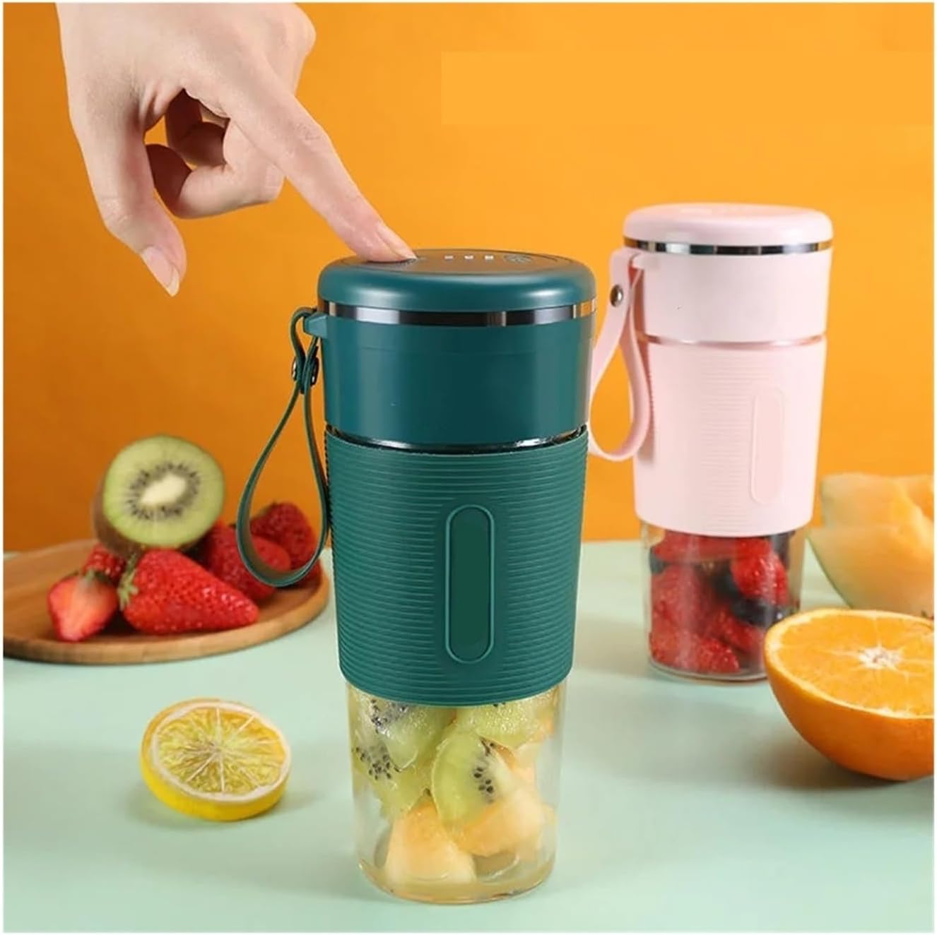 Electric Juicer Smoothie Blender Mixer for Fruit Juice - High-Speed Food Processor with Glass Cup(Green)