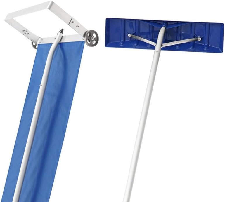 5-20FT Extendable Snow Rake for Roof, Roof Rake for Snow Removal, 5 X 4FT Adjustable Extended Pole Anti-Slip Handle for Removing Snow Leaves Debris