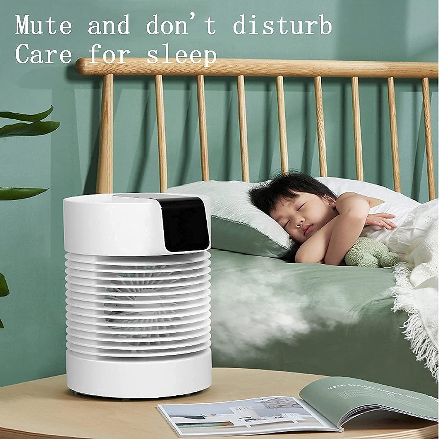 Portable Air Conditioner, 3 Speed Adjustable Evaporative Air Cooler Fan, Mini USB Powered Personal Air Cooler, for Home, Office, Bedroom