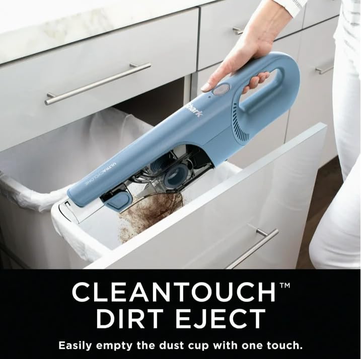 Shark Cordless Handheld Vacuum Cleaner – Ultra Cyclone Power, Lightweight & Portable, XL Dustbin, Washable Filter, Crevice Tool – Black & Blue