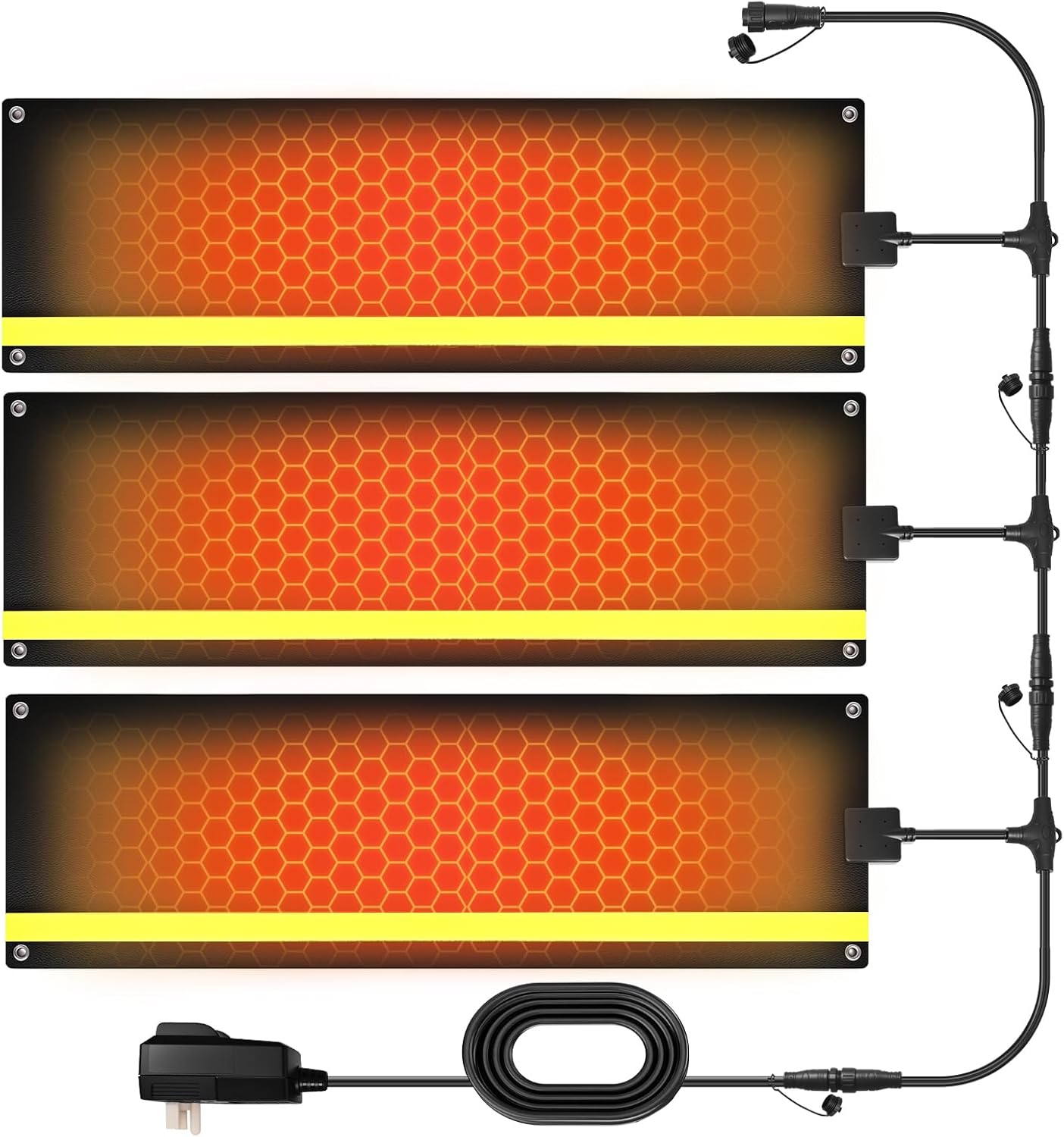 Updated Snow Melting Mats -Heated Outdoor Snow Melting Mats for Walkways, Stairway | Graphene-free - harmless | IP68 Waterproof & Anti-Slip Surface for Driveways,UL Certified Plug (3pcs 10” x 30