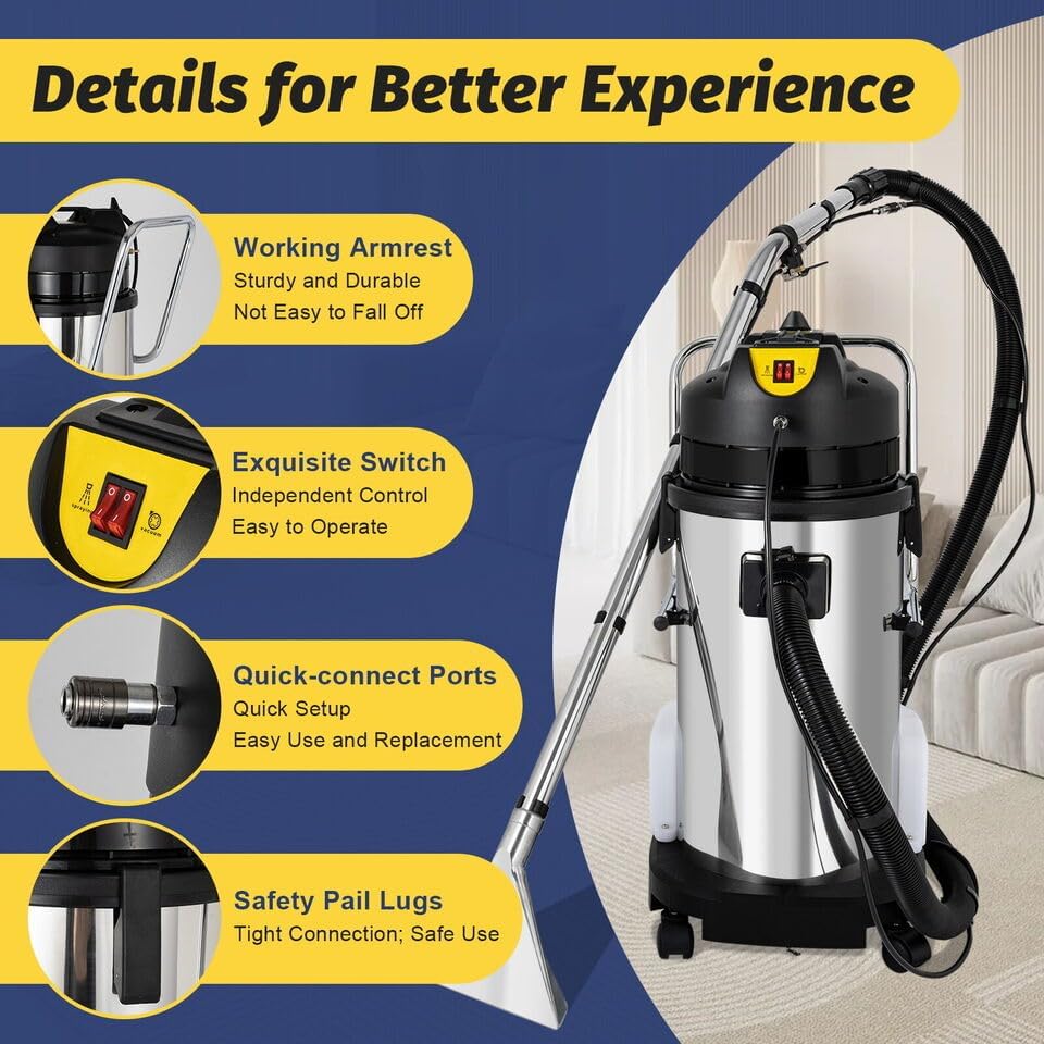 Commercial Carpet Cleaning Machine, 3-in-1 Portable Wet & Dry Vacuum Cleaner for Multi-Purpose Cleaning