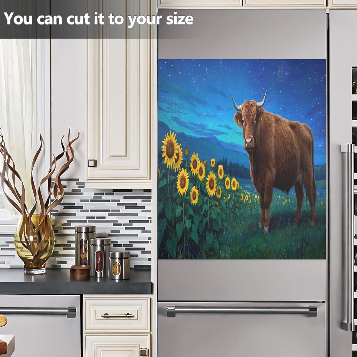 Dishwasher Magnet Cover Large Magnetic Stickers Highland Cattle Sunflower Sky Front Dishwasher Cover Reusable Decal for Home Kitchen Anti-Scratch Refrigerator Decorative Lid Washing Machine Laundry 23