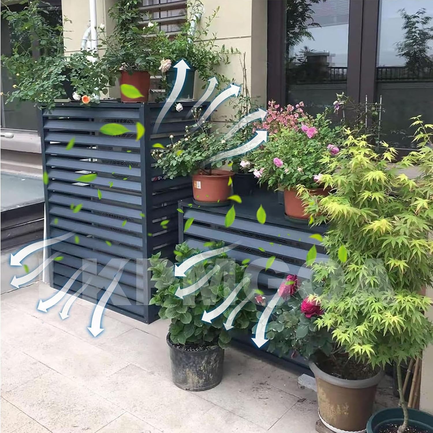 Aluminum Alloy Air Conditioner Fence, Support for Waterproof Plants, Privacy Fence, Theft Proof, Sturdy, Noise reducing(White,110cm)