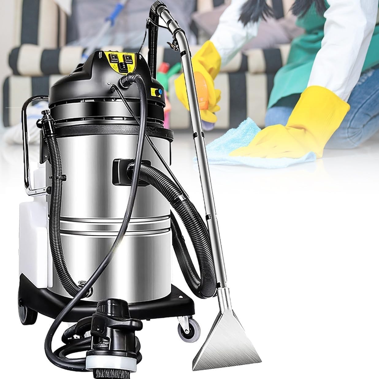 Portable 3 in 1 Stainless Steel Deep Cleaning Extractor, 20L/30L/40L Carpet Cleaner Machine, Upholstery Spot Cleaner Machine, Perfect for Carpets, Rugs, Stairs and Cars(40L)
