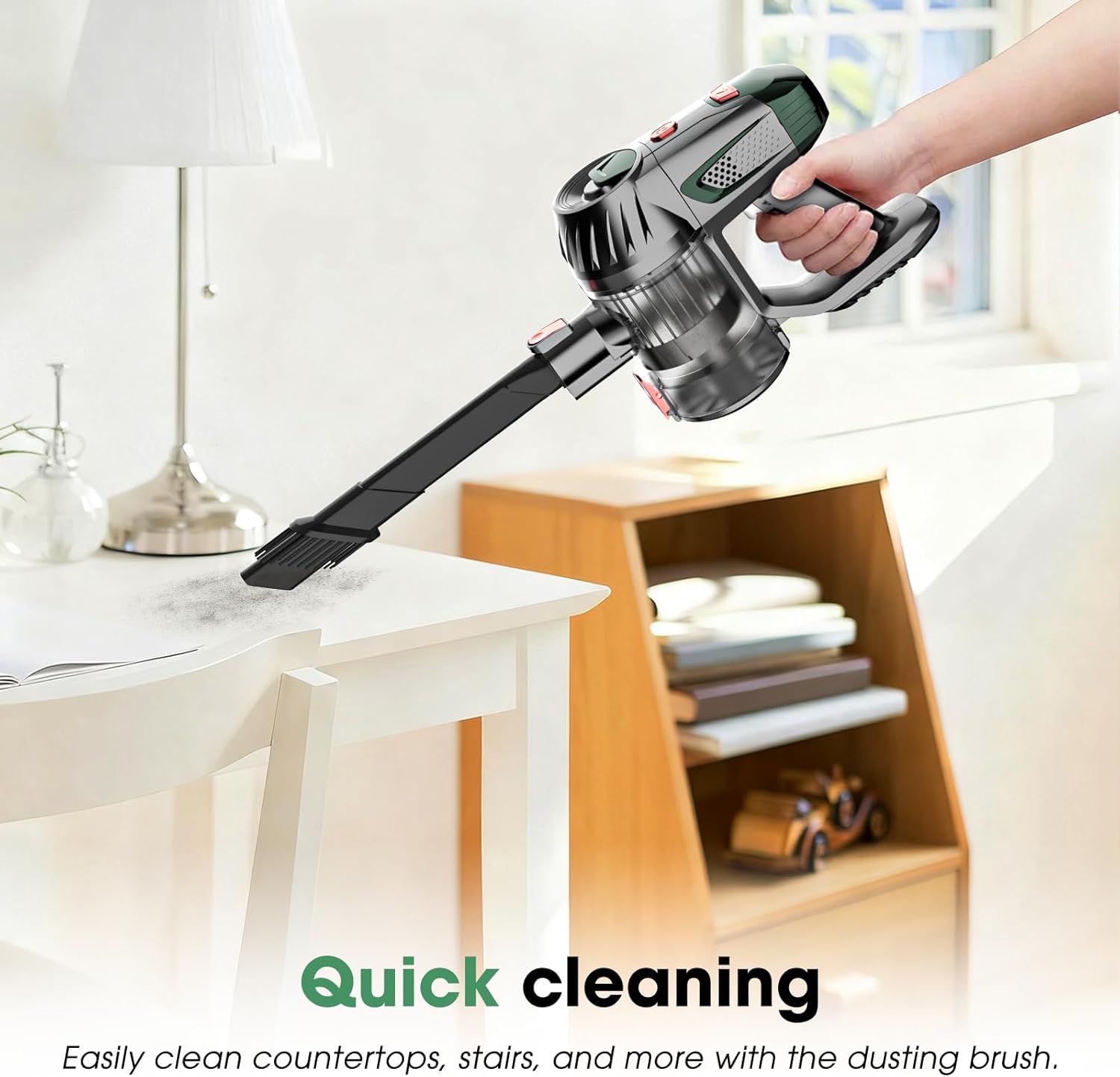 Cordless Vacuum Cleaner, Upgraded 15KPA 70 Minutes, Powerful Suction, Rechargeable, Lightweight, 180° Bendable Cane Vacuum Cleaner for Home/Pet Hair/Carpet/Floor