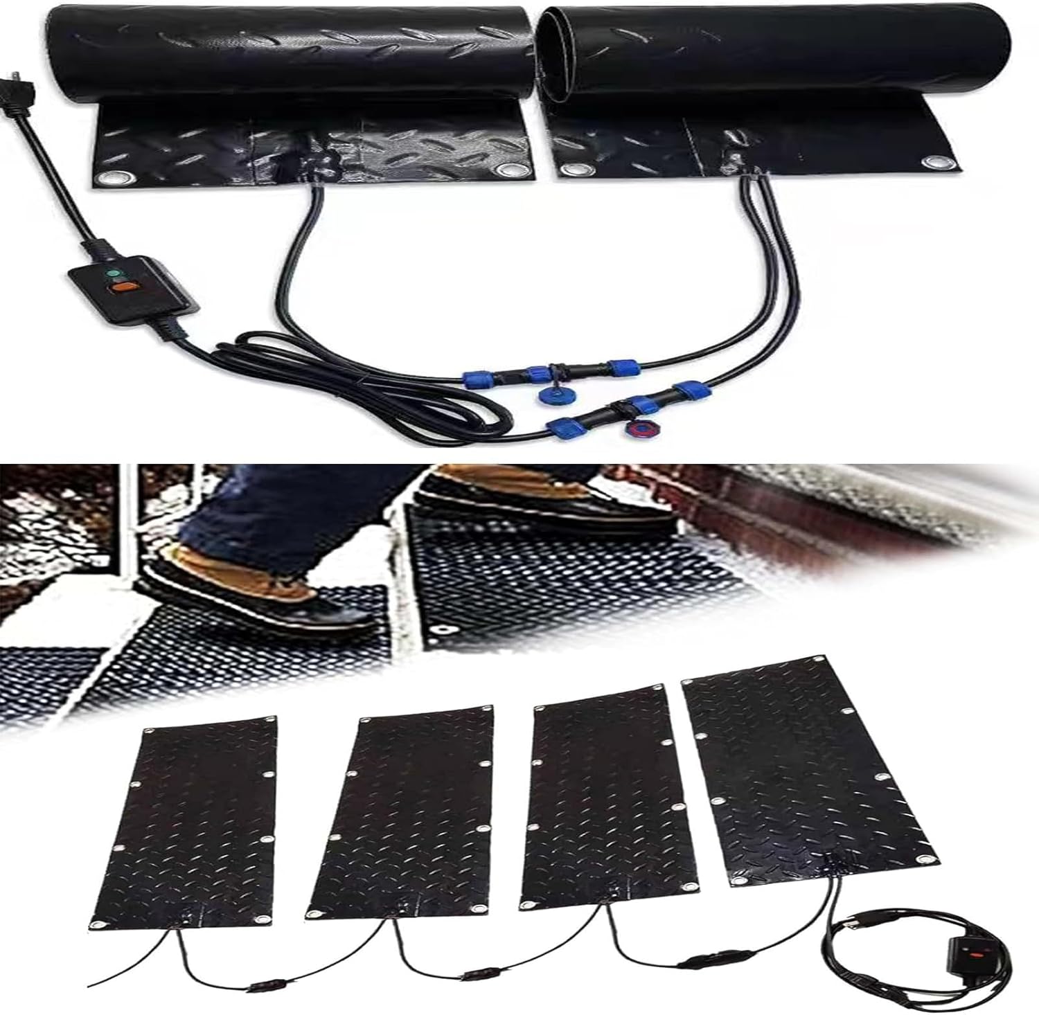 10× 30-inch Heating Channel pad with Power Cord Reflective Strip, Winter Snow Removal and Anti-Slip Outdoor Heating pad(10x48in/(25.4x120cm))