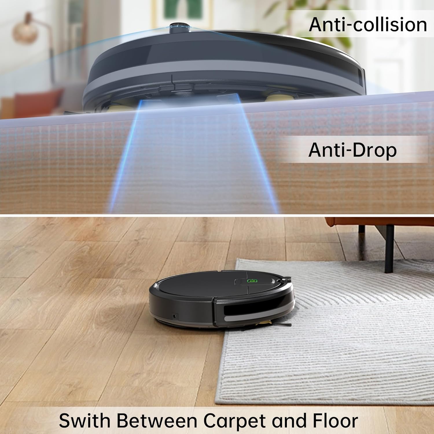 Robot Vacuum Cleaner,2900Pa Powerful Suction Robot Vacuums with Self-Charging,150Mins,Tangle-Free Robotic Vacuums Cleaner, Low Noise, Ideal for Hard Floor, Low-Pile Carpets & Pet Hair (Black)