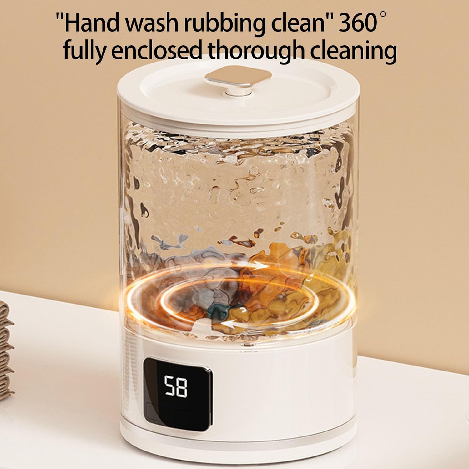 Portable Small Washing Machine 3000mAh Cordless Washer Underwear Cleaner for Socks Travel Camping Apartment Use