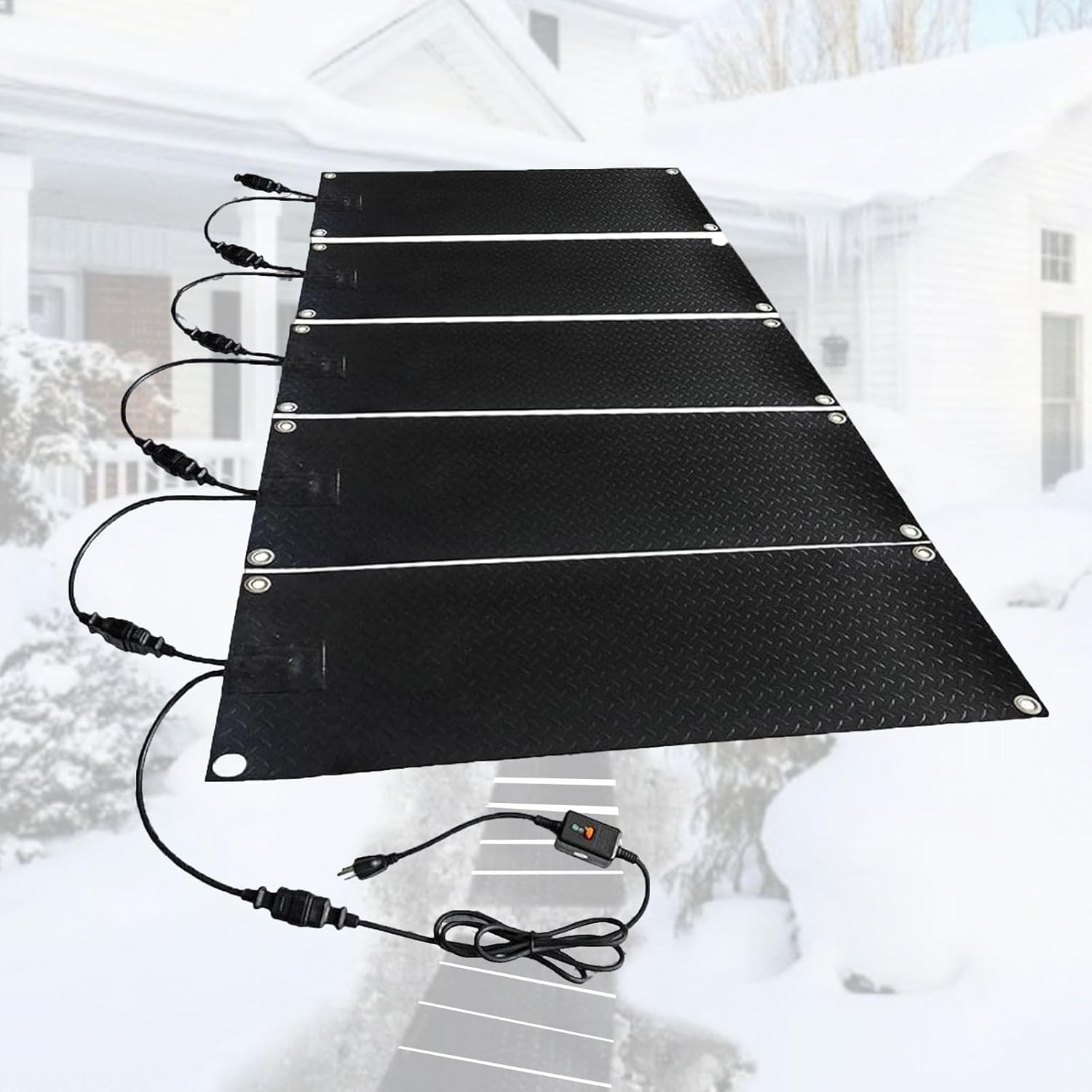 Snow and Ice Melting Mats,Heated Non Slip Stair,Non-Slip Rubber, 10