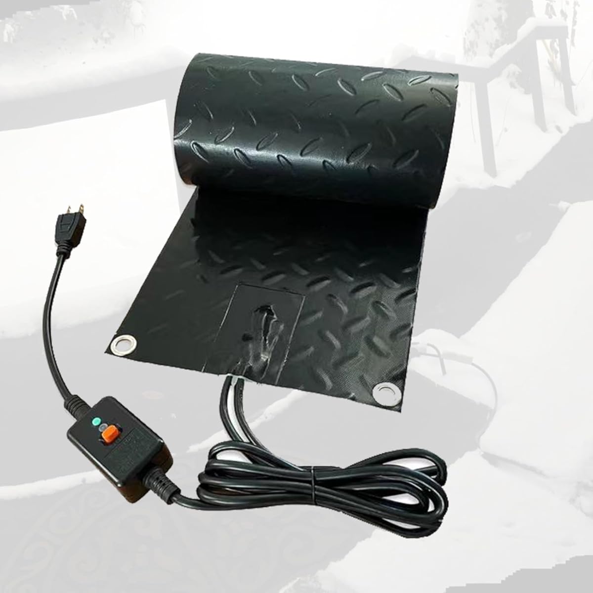 Heated Snow Melting Rubber Mats for Entrances, Outdoor Winter Heated Ground Mat 2 Inch/h Speed, Electric Ice Melting Pads for Winter Snow Removal, Non Slip Mats for Sidewalks Steps(2 Pcs,30x48in)