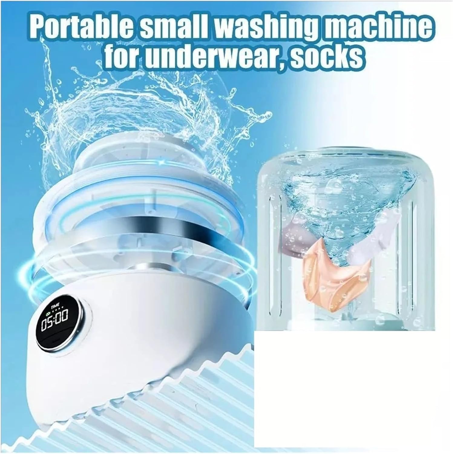 Portable Washer, Rechargeable Portable Washing Machine Underwear Cleaner Mini Washing Machine Dehydratable Laundry Bucket For Travel,for Apartments, Homes, and Dorms(White)