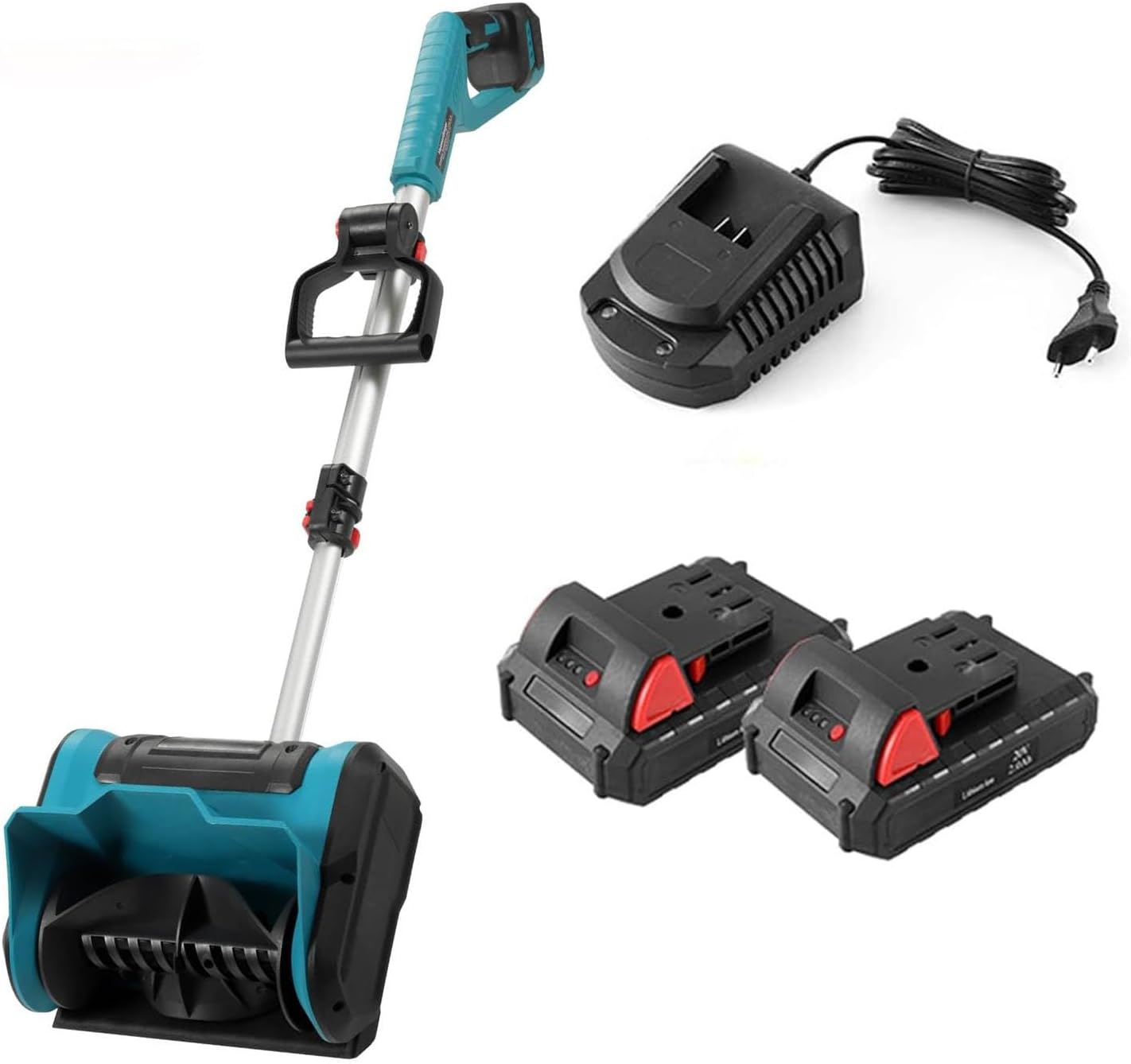 Cordless Snow Shovel,16 inch Electric Snow Shovel,Battery Snow Blower with Adjustable Handle,for Patio,Deck,Driveway,Blue-2Battery