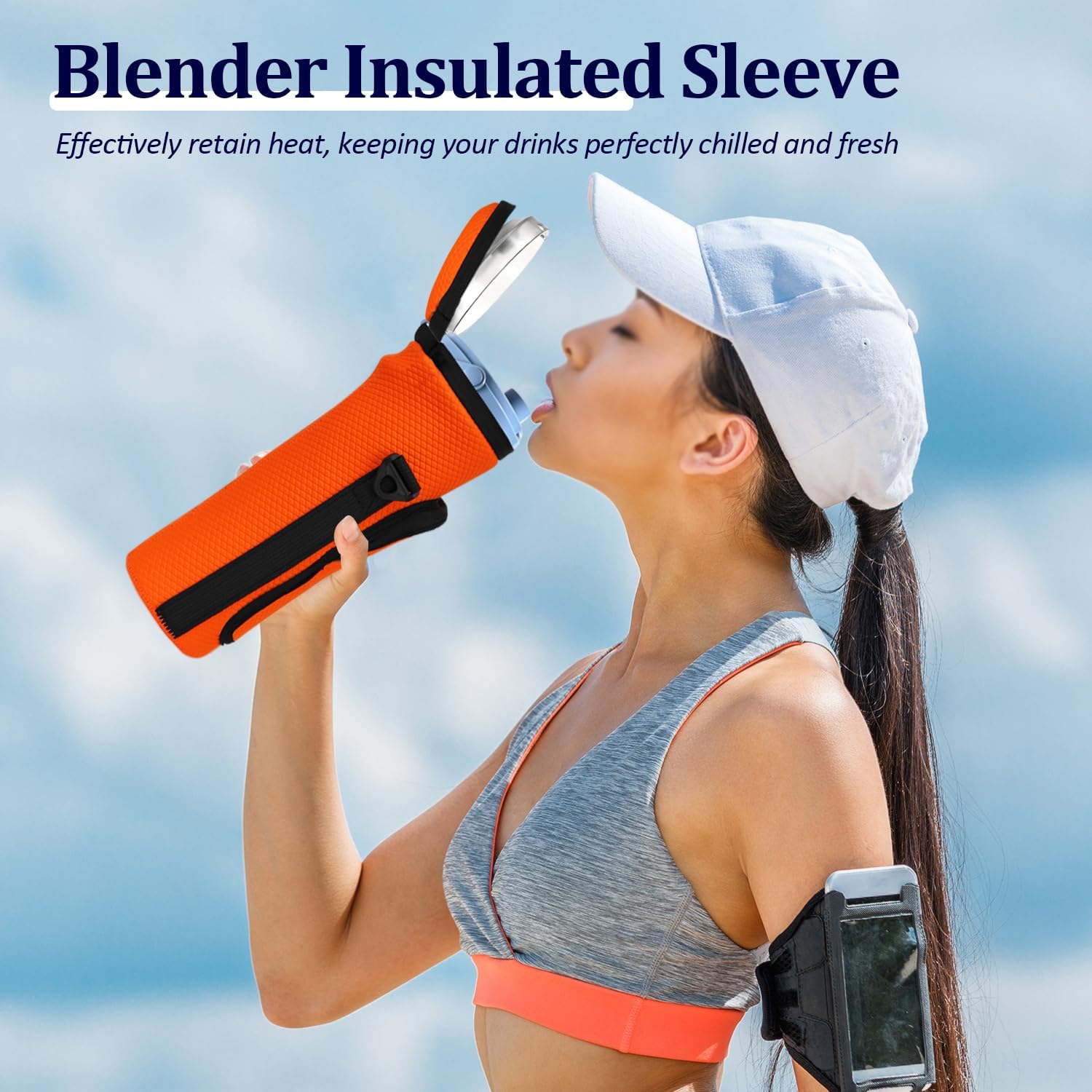 Portable Blender Carrying Bag Case with Lid for Ninja BC151 Blast Portable Blender, Storage Sleeve Bag with Adjustable Crossbody Strap and Pocket (Orange)