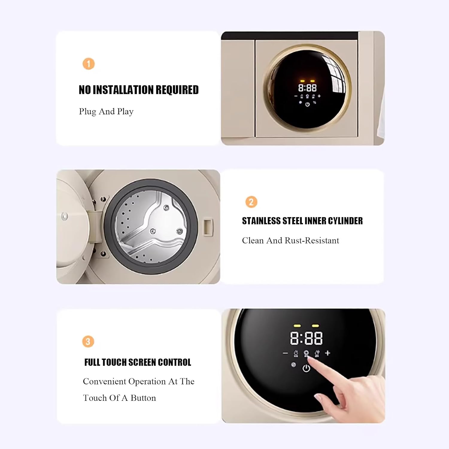 Portable Mini Washing Machine - Wall-Mounted Countertop Washer & Dryer Combo for Small Clothes, Underwear & Socks - Compact, Efficient & Space-Saving Solution