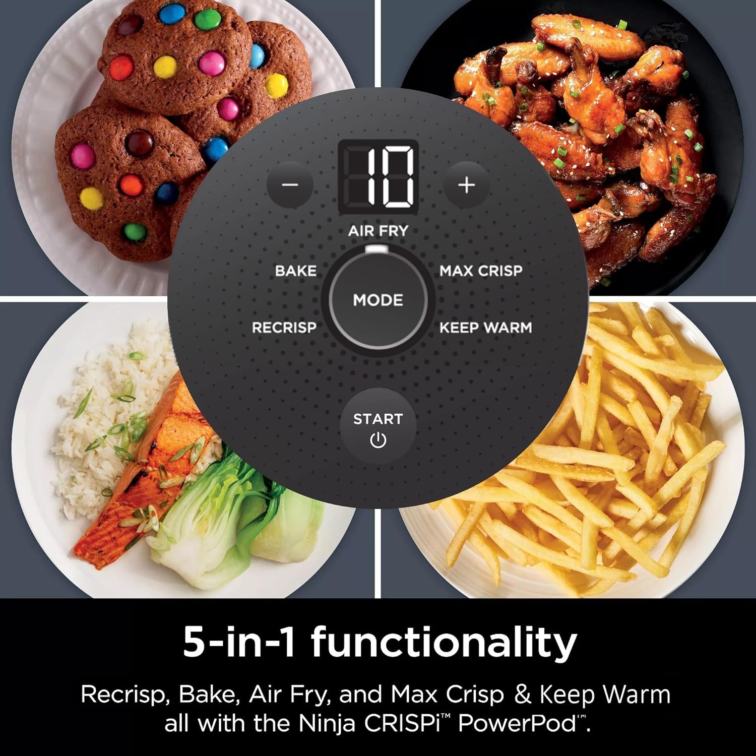 Ninja Crispi 5-in-1 Portable Glass Air Fryer Cooking System, 1500W, 6-Cup, 4-Quart & 2.5-Quart TempWare Containers With Lids, Microwave, Freezer & Dishwasher Safe, Blue, FN103CO