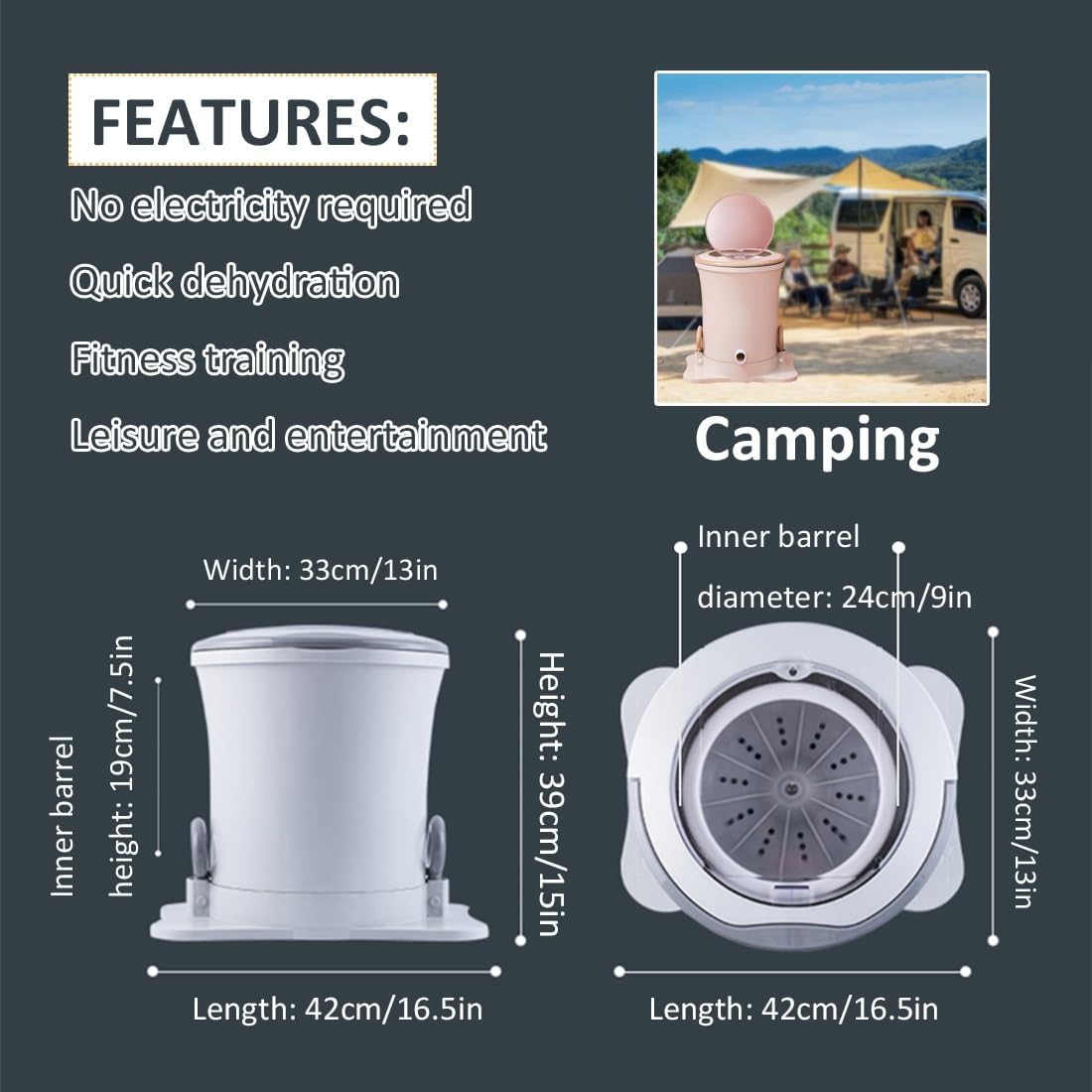 Manual Clothes Dryer Foot Powered Washing Machine Portable Draw Cord Dryer Non Electric 8L Washing Capacity Washing Dehydrator for Camping Apartments Dorms College(Light Blue)