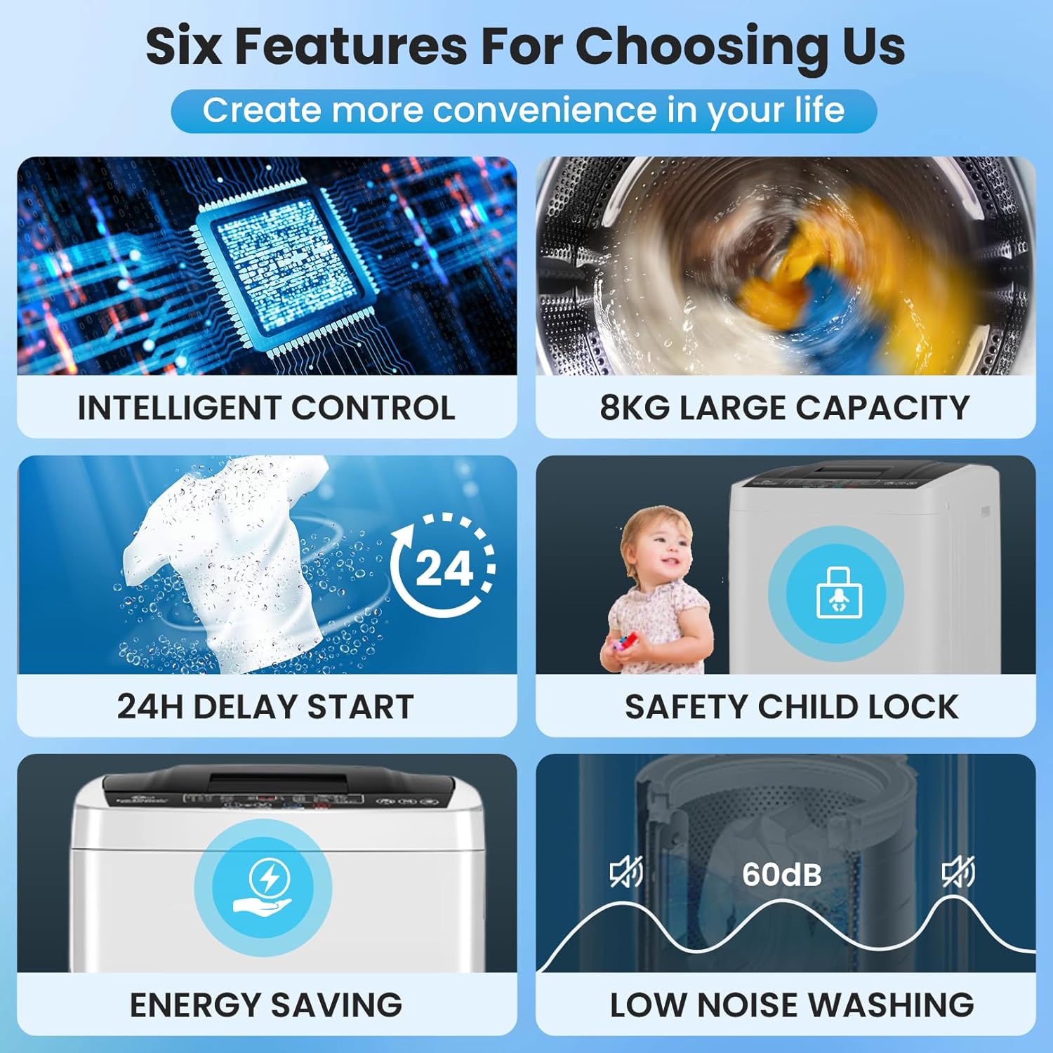 Nictemaw Portable Washing Machine 17.8Lbs Portable Washer with Drain Pump, 2.4 Cu.ft Full Automatic Washer and Dryer Combo, 10 Programs 8 Water Levels, Compact Washer for Apartment, Home, RV