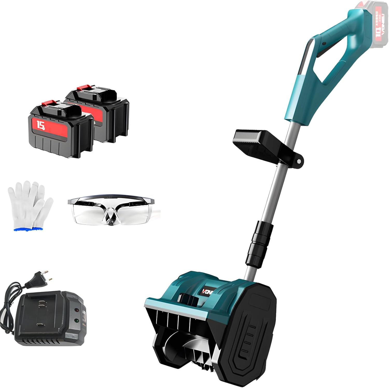 12-Inch Snow Shovel, 20V Cordless Electric Snow Shovel with Adjustable Front Handle&Telescopic Pole, Directional Plate, Snow Blower Shovel for Patio Deck Driveway,4.5Ah×2