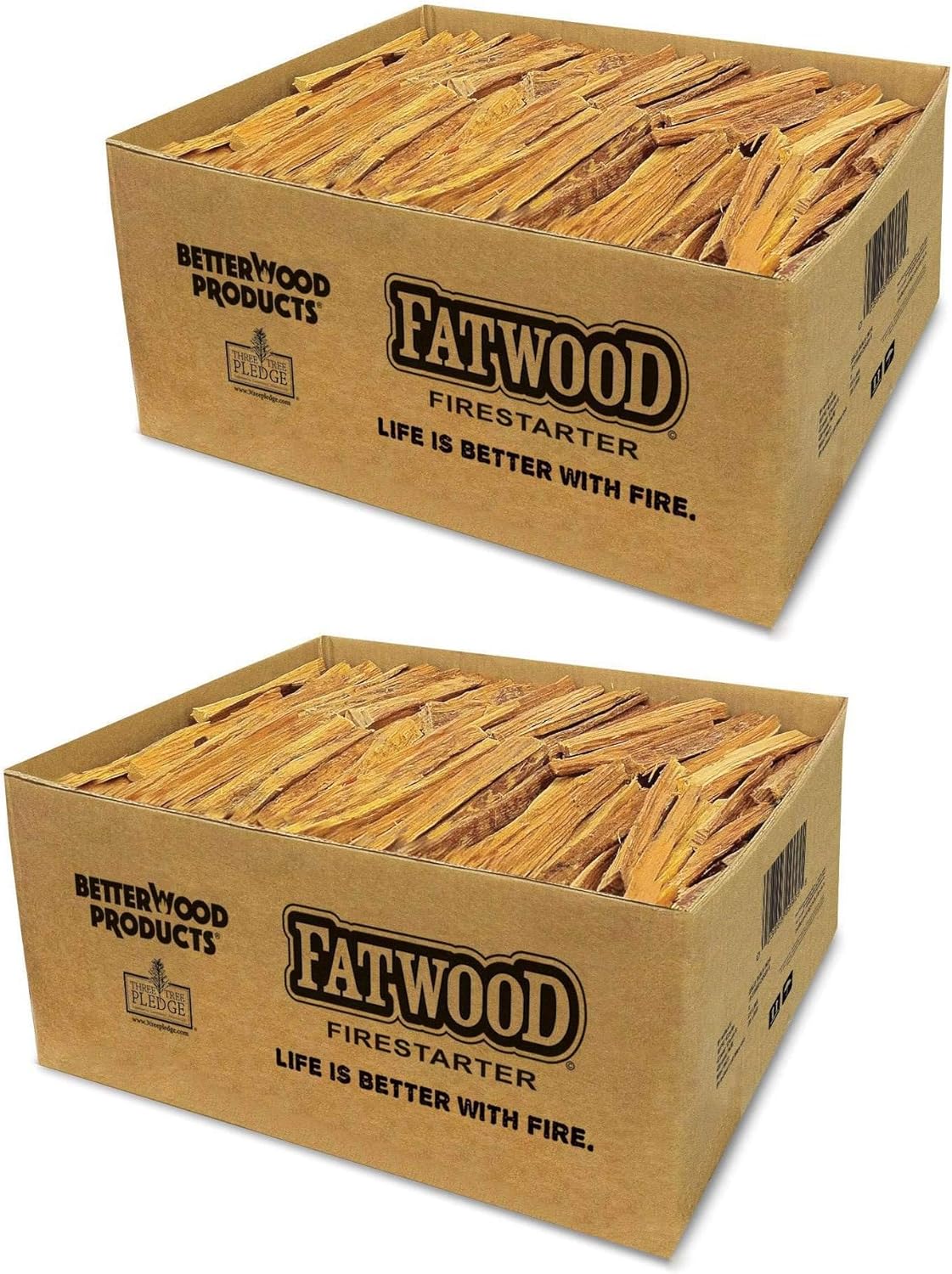 Better Wood Products 2 Pack Fatwood Fire Starter Sticks, Fireplace & Campfires, 50 Lbs