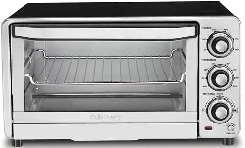 Cuisinart Custom Classic Toaster Oven Broiler, 1800 Watt Countertop Toaster Oven to Bake, Broil, and Toast, Non-Stick Interior, Consistent Toast Control, Brushed Stainless Steel/Black, TOB-40N